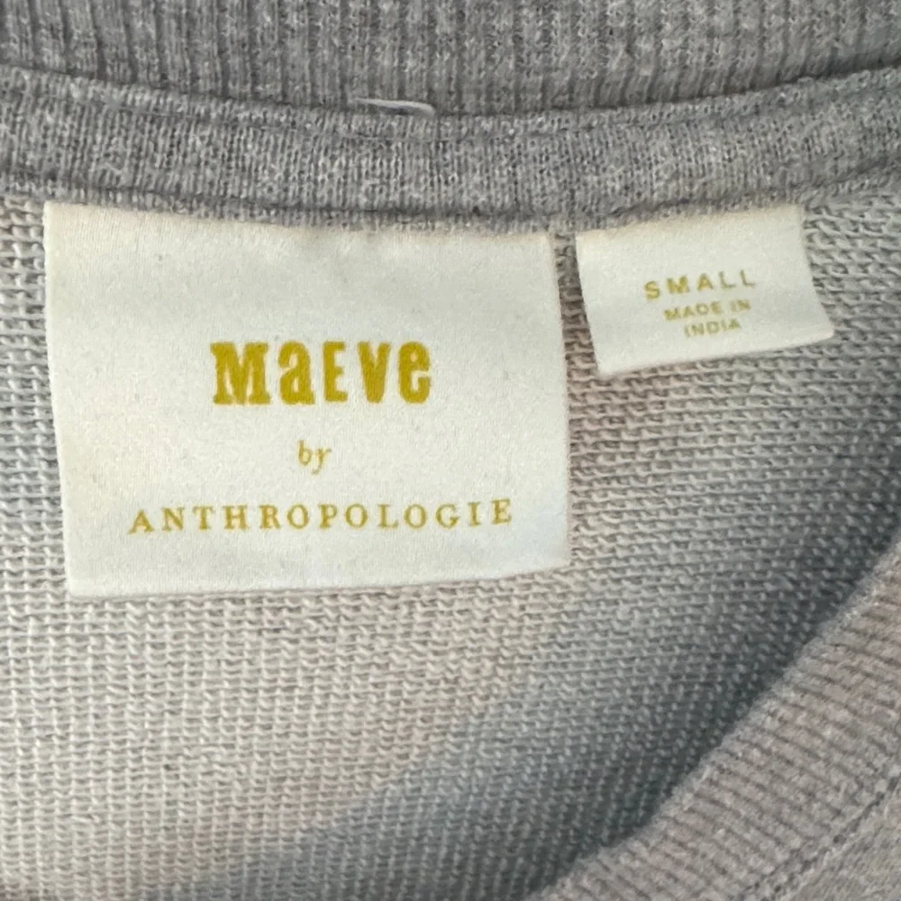 Anthropologie Gray Embroidered Floral Crewneck Sweater - Picture 3 of 4